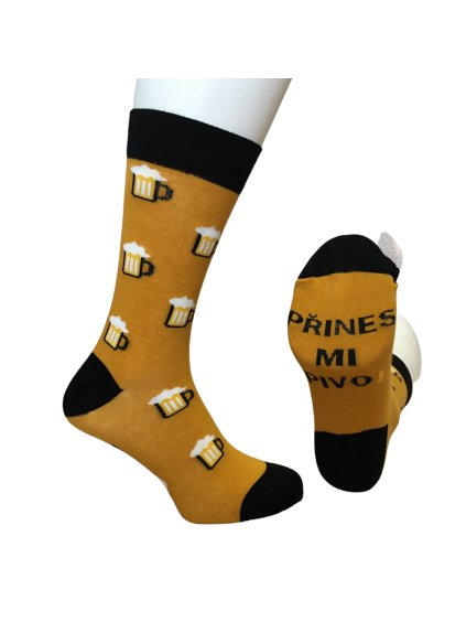 Ponožky veselé obrázkové slabé pivní CRAZY SOCKS (40-43,44-46) POLSKÁ MÓDA  DPP21255/DR (Velikost 40-43, Barva modrá)
