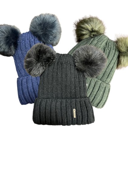 Čepice zimní  dvě bambule dámská (ONE SIZE) WROBI POLSKÁ VÝROBA PV922031/DR (Velikost ONE SIZE, Barva béžová)