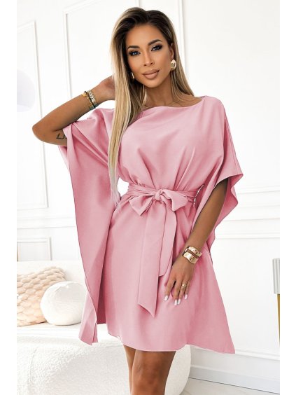 287-32 SOFIA Motýlí šaty - špinavě růžové (Velikost S/M/L)