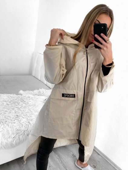 Bunda kabát parka šustáková větrovka dámská (M/L ONE SIZE) ITALSKÁ MÓDA IMD22641/DU (Velikost M/L, Barva béžová)