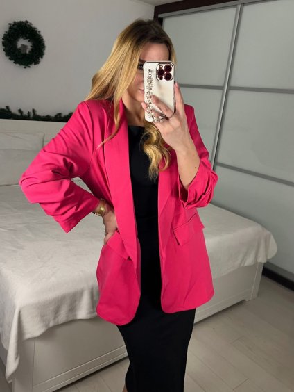Sako elegantní s podšívkou dlouhý rukáv dámské (S/M/L ONE SIZE) ITALSKÁ MÓDA IMWCP25027/DUR (Velikost S/M/L, Barva světle modrá)
