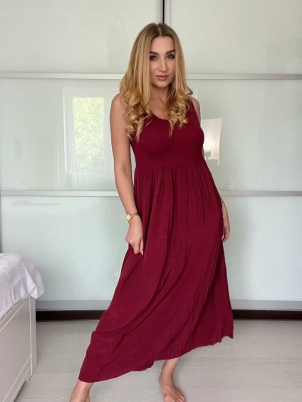 Šaty dlouhé letní na ramínka dámské (S/M ONE SIZE) ITALSKÁ MÓDA IM725ESTATE/DU (Velikost S/M, Barva béžová)
