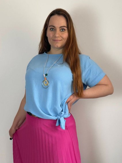 Tunika s přívěskem krátký rukáv dámská nadrozměr (L/XL/2XL ONE SIZE) ITALSKÁ MÓDA IMD23316/DUR (Velikost L/XL/2XL, Barva béžová)