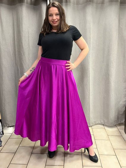 Sukně saténová dlouhá dámská Carol (S/M/L ONE SIZE) ITALSKá MODA IM325CAROL/DUR (Velikost S/M/L, Barva zelená smaragdová)