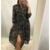 Šaty elegantní dlouhý rukáv leopard dámské (S/M ONE SIZE) ITALSKÁ MÓDA IMWD20503/DR (Barva Černo-bílá)