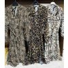 Šaty elegantní dlouhý rukáv leopard dámské (S/M ONE SIZE) ITALSKÁ MÓDA IMWD20503/DR (Barva Černo-bílá)