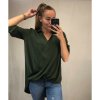 Košile/halenka 3/4 rukáv dámská oversize (S/M ONE SIZE) ITALSKá MóDA IMM21103/DR (Velikost S/M/L, Barva zelená khaki)