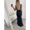 Šaty elegantní společenské dlouhé na ramínka dámské (S/M ONE SIZE) ITALSKá MóDA IMM22LS9714 (Velikost S/M/L, Barva Černá)