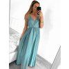 Šaty dlouhé společenské saténové na ramínka dámské Elisabet (XS/S/M/L ONE SIZE) ITALSKÁ MÓDA IMM22360/DR (Velikost S/M/L, Barva zelená smaragdová)