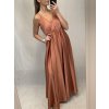 Šaty dlouhé společenské saténové na ramínka dámské Elisabet (XS/S/M/L ONE SIZE) ITALSKÁ MÓDA IMM22360/DR (Velikost S/M/L, Barva zelená smaragdová)