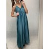 Šaty dlouhé společenské saténové na ramínka dámské Elisabet (XS/S/M/L ONE SIZE) ITALSKÁ MÓDA IMM22360/DR (Velikost S/M/L, Barva zelená smaragdová)