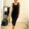 Šaty letní na ramínka dámské (S/M ONE SIZE) ITALSKÁ MÓDA IMPBB22C18165/DR (Velikost S/M/L, Barva Černá)