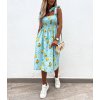 Šaty letní žabičkované na ramínka dámské (S/M ONE SIZE) ITALSKÁ MÓDA IMWA215609 (Velikost S/M/L, Barva modrá)