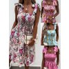 Šaty letní žabičkované na ramínka dámské (S/M ONE SIZE) ITALSKÁ MÓDA IMWA215609 (Velikost S/M/L, Barva modrá)
