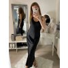 Šaty dlouhé na ramínka saténové dámské (S/M ONE SIZE) ITALSKÁ MÓDA IM322248/DR (Velikost S/M/L, Barva Černá)
