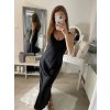 Šaty dlouhé na ramínka saténové dámské (S/M ONE SIZE) ITALSKÁ MÓDA IM322248/DR (Velikost S/M/L, Barva Černá)