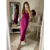 Šaty dlouhé na ramínka saténové dámské (S/M ONE SIZE) ITALSKÁ MÓDA IM322248/DR (Velikost S/M/L, Barva Černá)