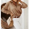 Košile oversize saténová  dlouhý rukáv dámská (S/M/L/XL ONE SIZE) ITALSKÁ MODA IMD22794/DR (Velikost S/M/L, Barva bílá)