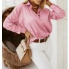 Košile oversize saténová  dlouhý rukáv dámská (S/M/L/XL ONE SIZE) ITALSKÁ MODA IMD22794/DR (Velikost S/M/L, Barva bílá)