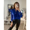 Košile oversize saténová  dlouhý rukáv dámská (S/M/L/XL ONE SIZE) ITALSKÁ MODA IMD22794/DR (Velikost S/M/L, Barva bílá)