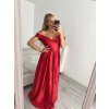 Šaty carmen dlouhé na ramínka elegantní saténové dámské (S/M ONE SIZE) ITALSKÁ MÓDA IMPBB22B22735/DR (Velikost S/M/L, Barva béžová)