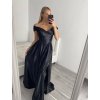 Šaty carmen dlouhé na ramínka elegantní saténové dámské (S/M ONE SIZE) ITALSKÁ MÓDA IMPBB22B22735/DR (Velikost S/M/L, Barva béžová)