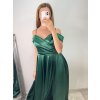 Šaty carmen dlouhé na ramínka elegantní saténové dámské (S/M ONE SIZE) ITALSKÁ MÓDA IMPBB22B22735/DR (Velikost S/M/L, Barva béžová)