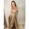 Šaty carmen dlouhé na ramínka elegantní saténové dámské (S/M ONE SIZE) ITALSKÁ MÓDA IMPBB22B22735/DR (Velikost S/M/L, Barva béžová)
