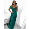 Šaty carmen dlouhé na ramínka elegantní saténové dámské (S/M ONE SIZE) ITALSKÁ MÓDA IMPBB22B22735/DR (Velikost S/M/L, Barva béžová)