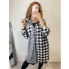 Šaty košilové dlouhý rukáv flanel kostkované dámské (S/M/L/XL ONE SIZE) ITALSKÁ MÓDA IMWD21035/DR (Velikost S/M/L, Barva Černo-bílá)
