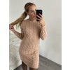 Šaty pletené dlouhý rukáv dámské (S/M ONE SIZE) ITALSKá MóDA IM422989/DR (Velikost S/M/L, Barva béžová)