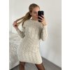Šaty pletené dlouhý rukáv dámské (S/M ONE SIZE) ITALSKá MóDA IM422989/DR (Velikost S/M/L, Barva béžová)