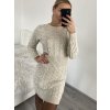 Šaty pletené dlouhý rukáv dámské (S/M ONE SIZE) ITALSKá MóDA IM422989/DR (Velikost S/M/L, Barva béžová)