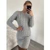 Šaty pletené dlouhý rukáv dámské (S/M ONE SIZE) ITALSKá MóDA IM422989/DR (Velikost S/M/L, Barva béžová)