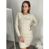 Šaty pletené dlouhý rukáv dámské (S/M ONE SIZE) ITALSKá MóDA IM422989/DR (Velikost S/M/L, Barva béžová)