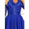 210-12 NICOLLE - šaty s delší zádí s krajkovým výstřihem - CLASSIC BLUE (Velikost S, Barva _barva viz foto)