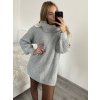 Šaty pletené svetr prodloužený rolák dámské (S/M/L ONE SIZE) ITALSKá MóDA IMC191354IMD/DR (Velikost M/L, Barva tmavě béžová)