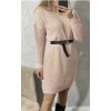 Šaty pletené s rolákem dlouhý rukáv dámské (S/M ONE SIZE) ITALSKÁ MÓDA IMWB22343/DR (Velikost S/M/L, Barva béžová)
