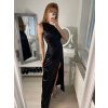 Šaty plesové dlouhé elegantní bez rukávu dámské (S/M ONE SIZE) ITALSKÁ MÓDA IMPBB22B22876/DR (Velikost S/M/L, Barva Černá)