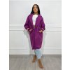 Kabát flaušový dlouhý rukáv dámský (S/M ONE SIZE) ITALSKÁ MÓDA IMM22MS85829/DR (Velikost S/M/L, Barva Černá)
