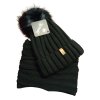Souprava čepice a nákrčník zimní dámská (ONE SIZE) POLSKÁ VÝROBA  VELIO PVF22ELA/DR (Velikost ONE SIZE, Barva tmavě béžová)