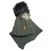 Souprava čepice a nákrčník zimní dámská (ONE SIZE) POLSKÁ VÝROBA  VELIO PVF22ELA/DR (Velikost ONE SIZE, Barva tmavě béžová)
