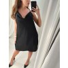 Šaty letní na ramínka satén dámské (S/M ONE SIZE) ITALSKÁ MÓDA IMPHD225893/DR (Velikost S/M/L, Barva Černá)