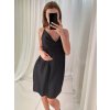 Šaty letní na ramínka satén dámské (S/M ONE SIZE) ITALSKÁ MÓDA IMPHD225893/DR (Velikost S/M/L, Barva Černá)