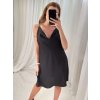 Šaty letní na ramínka satén dámské (S/M ONE SIZE) ITALSKÁ MÓDA IMPHD225893/DR (Velikost S/M/L, Barva Černá)
