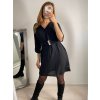 Šaty oversize elegantní s páskem krátký rukáv dámské (S/M/L/XL ONE SIZE) ITALSKÁ MÓDA IMWB22191/DR (Velikost S/M/L, Barva Černá)