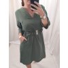 Šaty oversize elegantní s páskem krátký rukáv dámské (S/M/L/XL ONE SIZE) ITALSKÁ MÓDA IMWB22191/DR (Velikost S/M/L, Barva Černá)