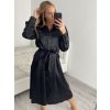Šaty košilové dlouhý rukáv dámské (S/M ONE SIZE) ITALSKÁ MÓDA IMPBR22H2671-R3/DR (Velikost S/M/L, Barva Černá)