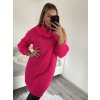 Šaty pletené oversize s rolákem dlouhý rukáv dámské (S/M/L ONE SIZE) ITALSKÁ MÓDA IMPLI228123/DR (Velikost M/L, Barva bílá)