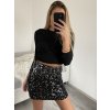 Sukně krátká třpytivá s flitry dámská (S/M ONE SIZE) ITALSKÁ MÓDA IMM22fl1026/DU (Velikost S/M/L, Barva Černá)